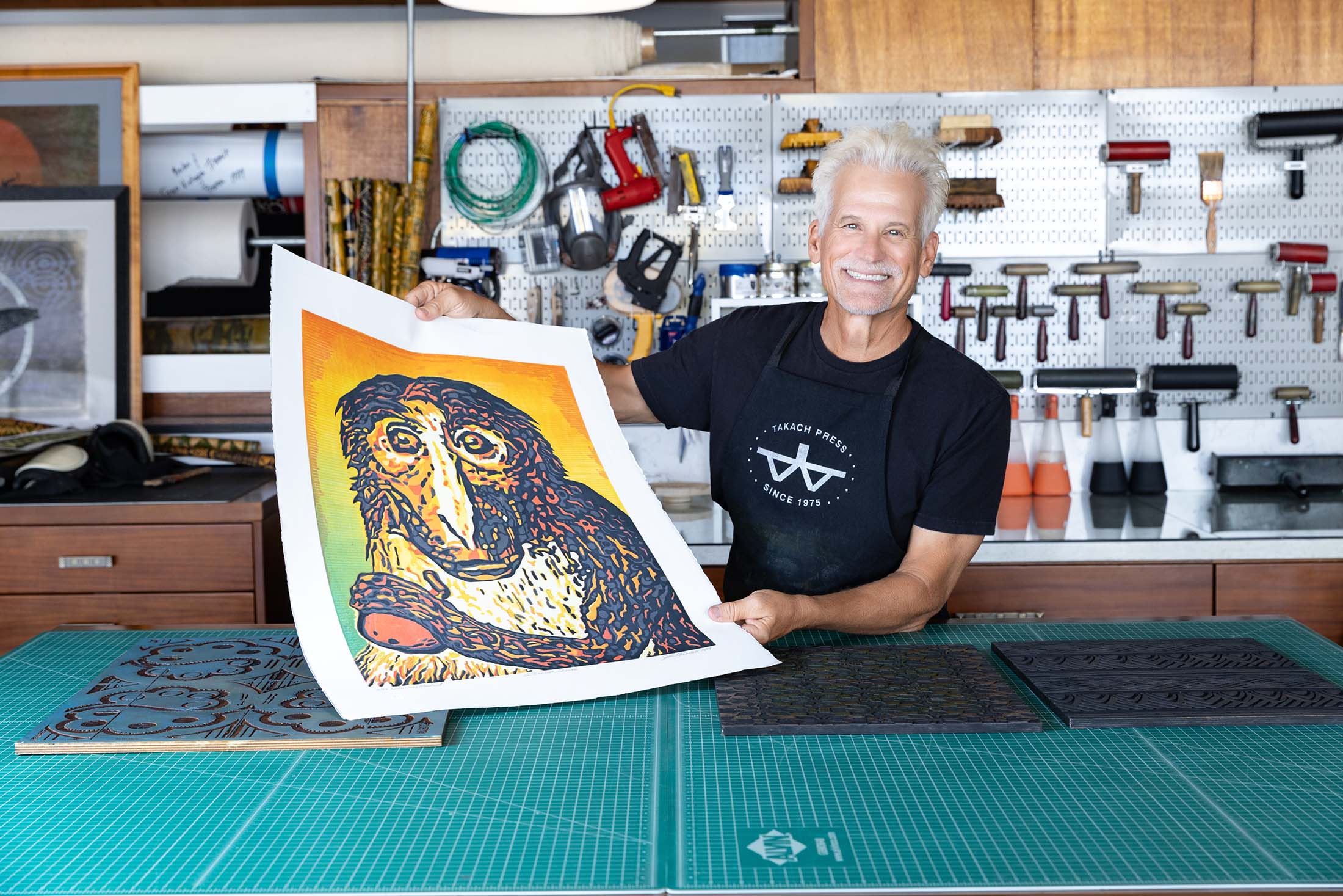 John McCaskill in the Studio | Studio Jomac | Modern Contemporary Printmaking Art Gallery | St Pete Beach Florida